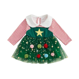 Christmas Bobbles Star Baby Dress