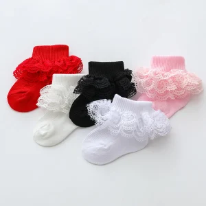 5 pairs of Baby Lace-trimmed socks