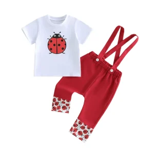 Ladybug Print Top/Pants Set