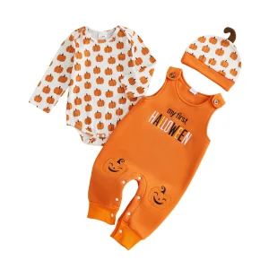 Baby Boy Halloween Hat/Overalls Set