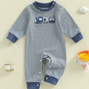 Newborn/Toddler Boys Fall Striped Playsuit