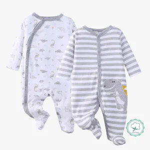 Baby Boy 2pcs Zip Footed Rompers