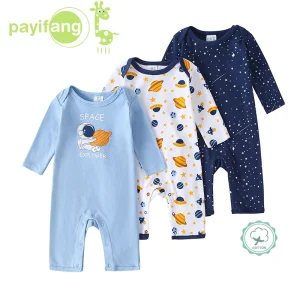 3-Pack Baby Boy Long-Sleeve Rompers